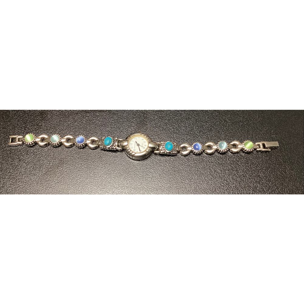 Charter Club Silver-Tone Multi-Stone Bracelet Watch Quartz Colorful Cabochons - Picture 1 of 4